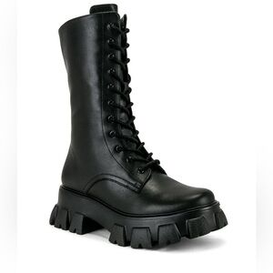 NEW RAYE Sheena Black Lace-Up Combat Boots Size 7